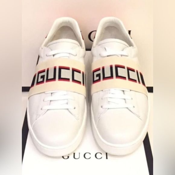 Gucci Ace Sneaker Off-White & Metallic Red - Picture 2 of 12